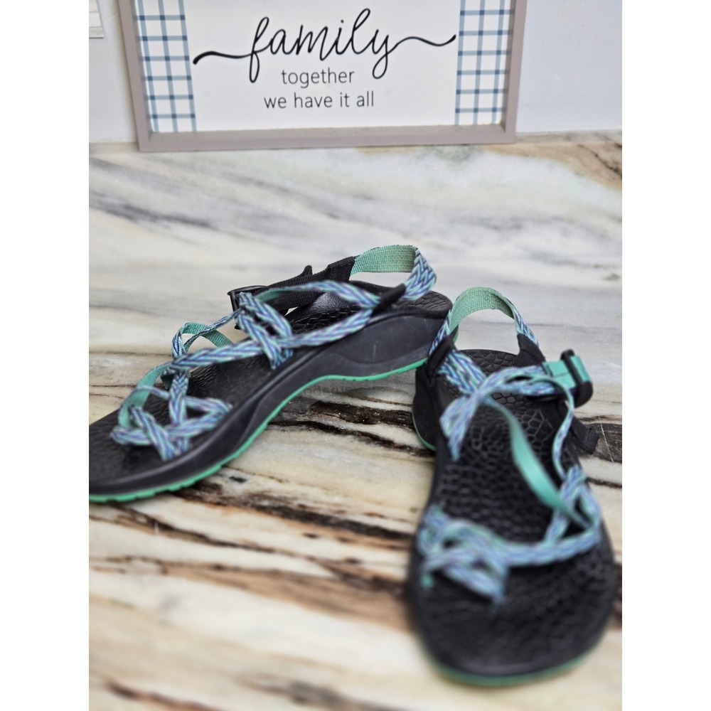 Chaco Z Cloud 2 Womens 9 Sandals Green Blue Double Strap Toe Loop Hiking Shoes